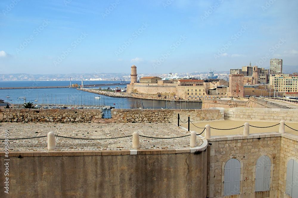 Obraz premium Southern France: landmarks in Marseille, Old Port