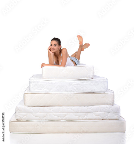 Woman and mattress photo