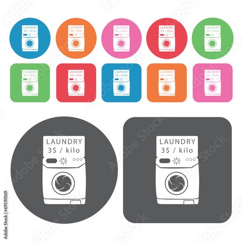 Detergent soap icons set. Round colourful 12 buttons. Vector ill