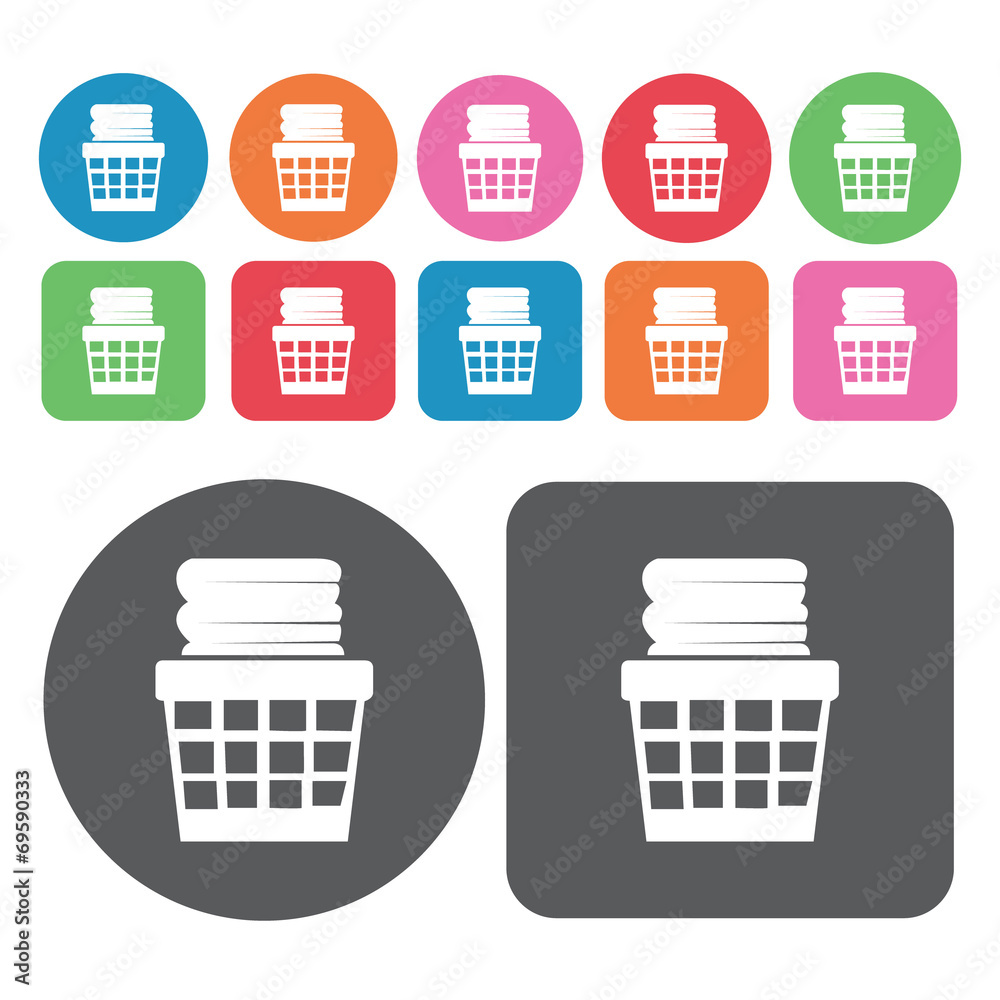 Pile of clothess set. Round colourful 12 buttons. Vector illustr Pile of clothess set. Round colourful 12 buttons. Vector illustr