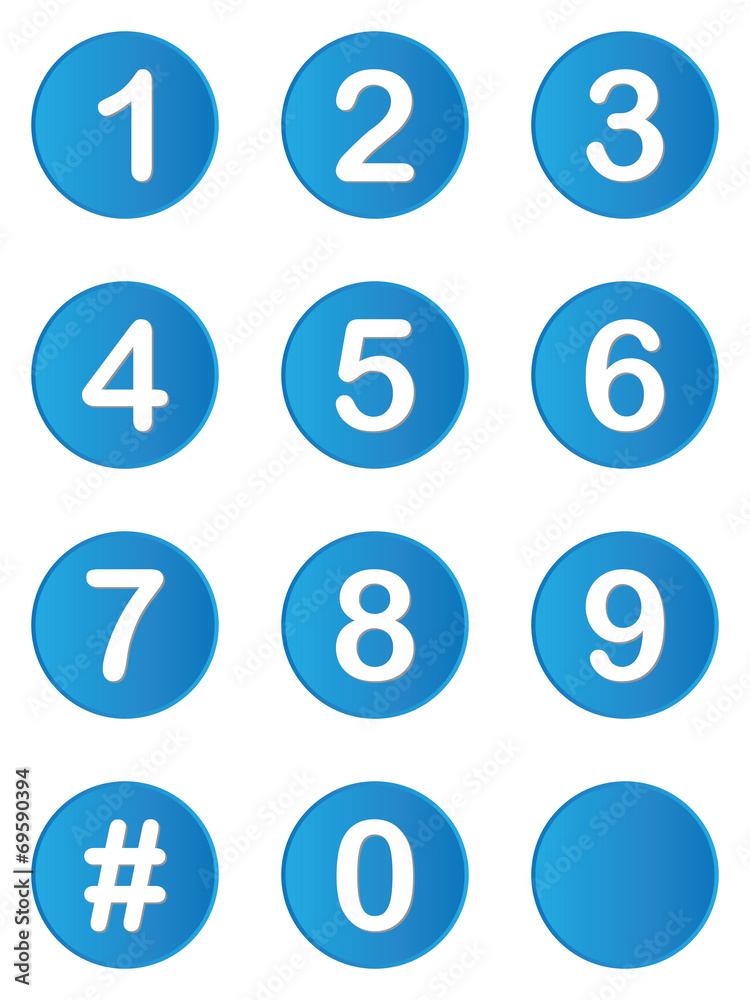Illustrated set of buttons with numbers on Illustrated set of buttons with numbers on