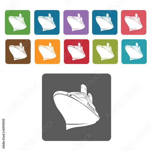 Luxury ship icons set. Rectangle colourful 12 buttons. Vector il photo