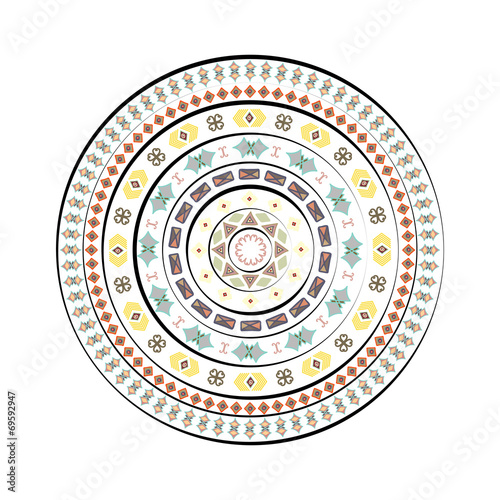 Abstract circle with decorative elements on white