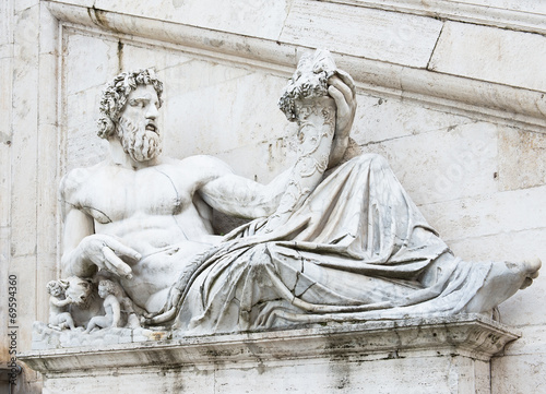 Sculpture of Tiber river in Capitolium by Michelangelo in Rome