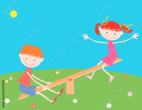 girl and boy on a swing