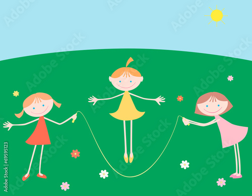 Girls with a skipping rope