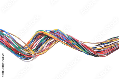 Color computer cable isolated on white background 