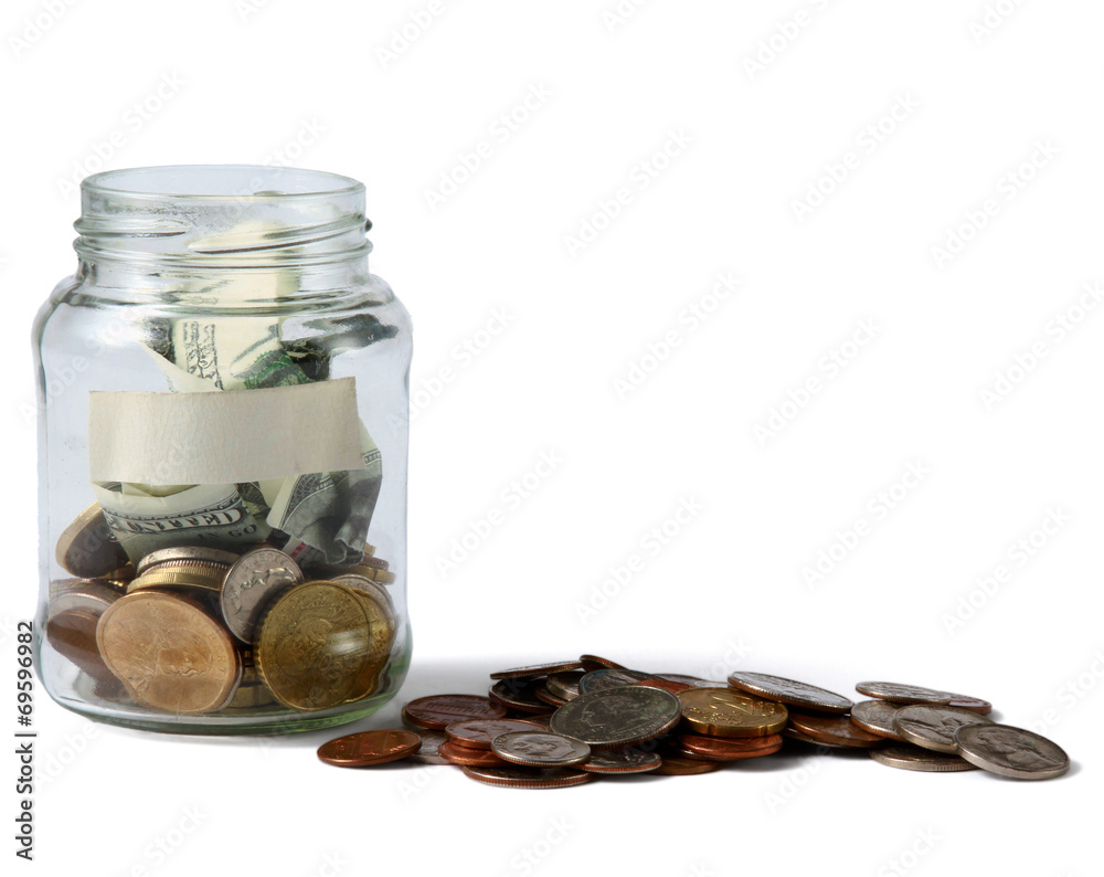 Money on the bottle,dollar,isolated white Money on the bottle,dollar,isolated white