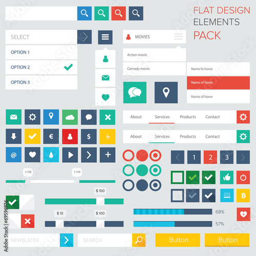 Flat ui kit design elements for webdesign