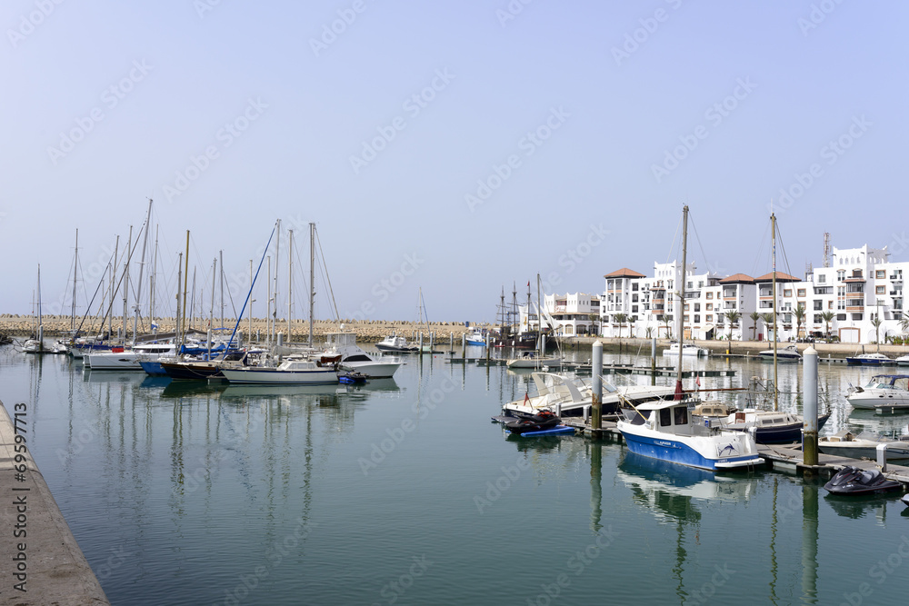 View of the luxurious Marina district in Agadir, Morocco.