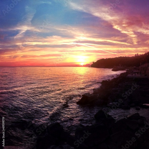 Amazing italian sunset at the sea
