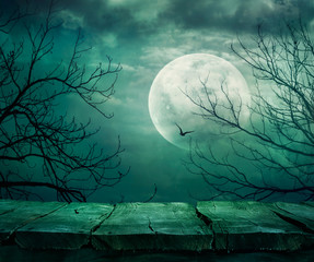 Halloween background with table