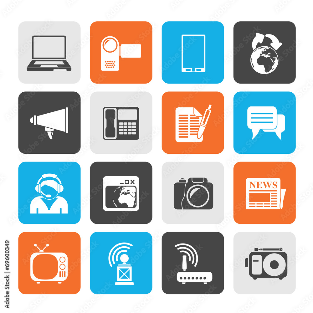 Silhouette Communication and Technology icons Silhouette Communication and Technology icons