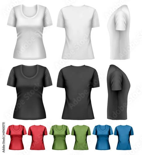 Set of colorful female t-shirts. Vector