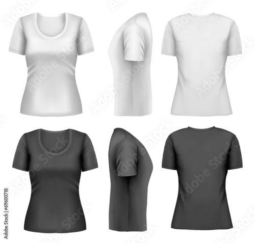 Set of colorful female t-shirts. Vector