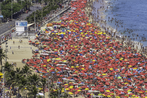 Crowded Copacabana beach in Rio de Janeiro