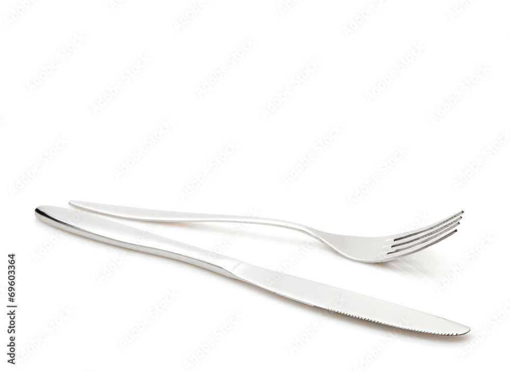 Silverware or flatware set of fork and knife Silverware or flatware set of fork and knife