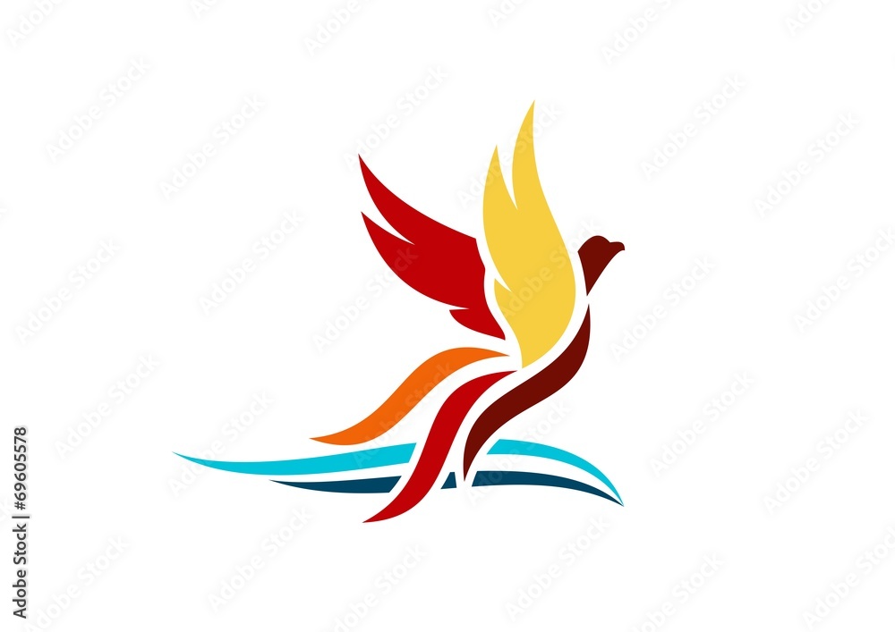Naklejka premium bird,logo,phoenix,flying,hawk,eagle,wings,vector