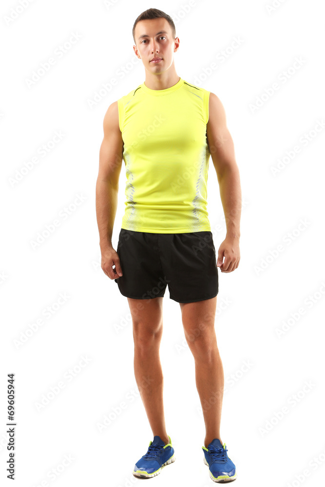 Handsome and strong young man isolated on white Handsome and strong young man isolated on white