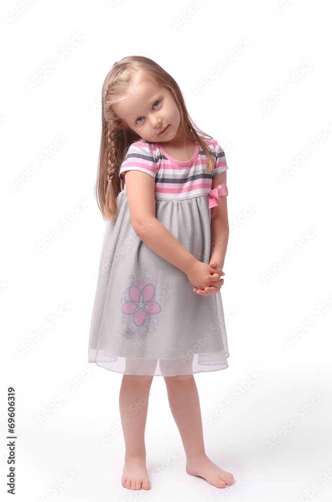 Little girl on a white background Little girl on a white background