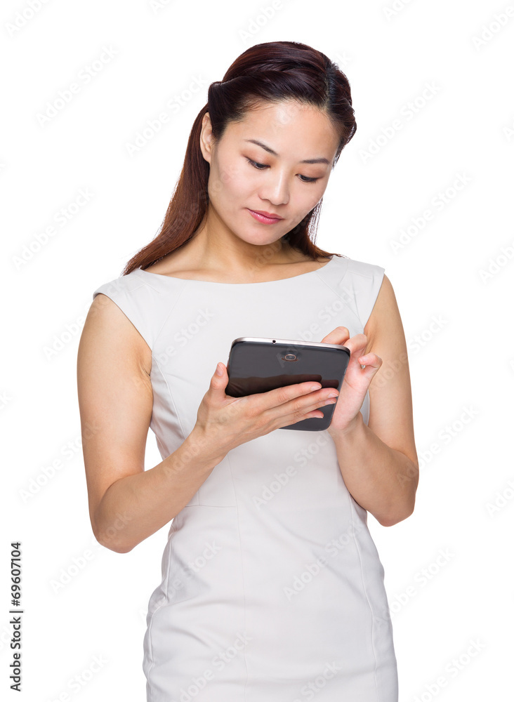 Asian businesswoman use tablet Asian businesswoman use tablet
