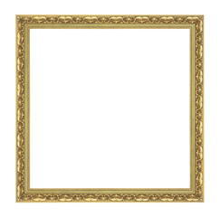 The antique gold frame on the white background