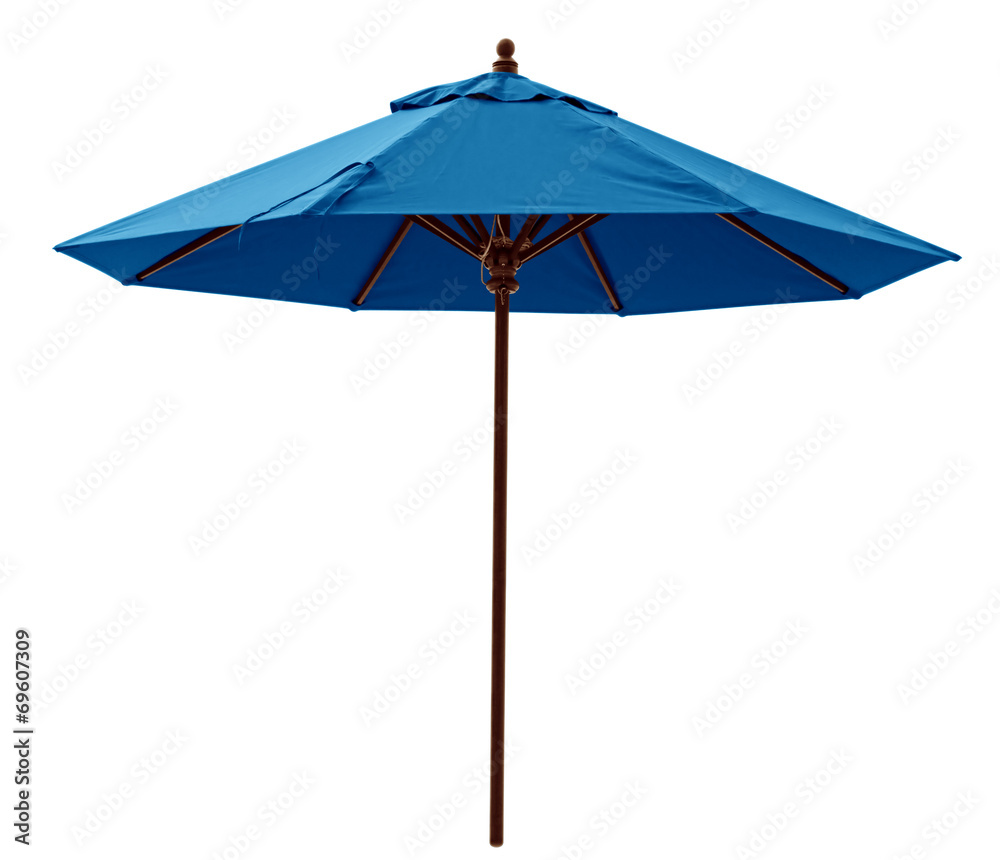 Blue beach umbrella - obrazy, fototapety, plakaty 