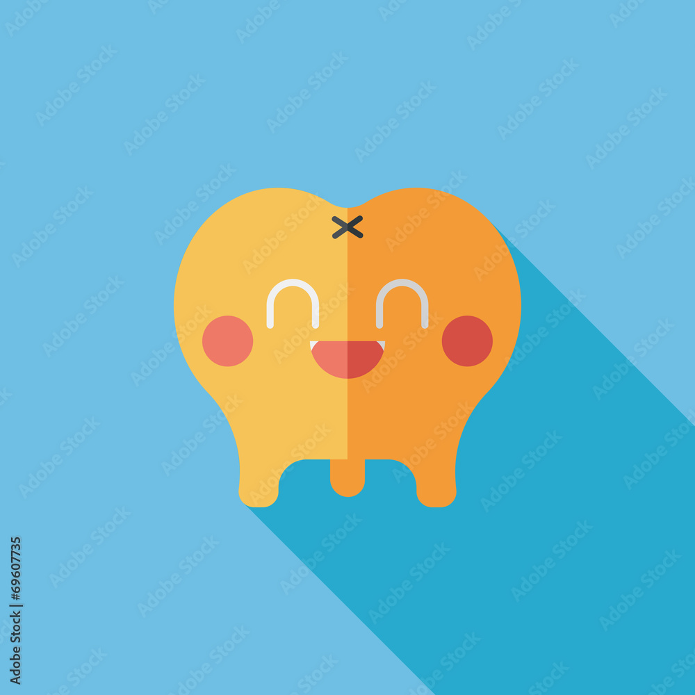 Tooth Flat style Icon with long shadows Tooth Flat style Icon with long shadows