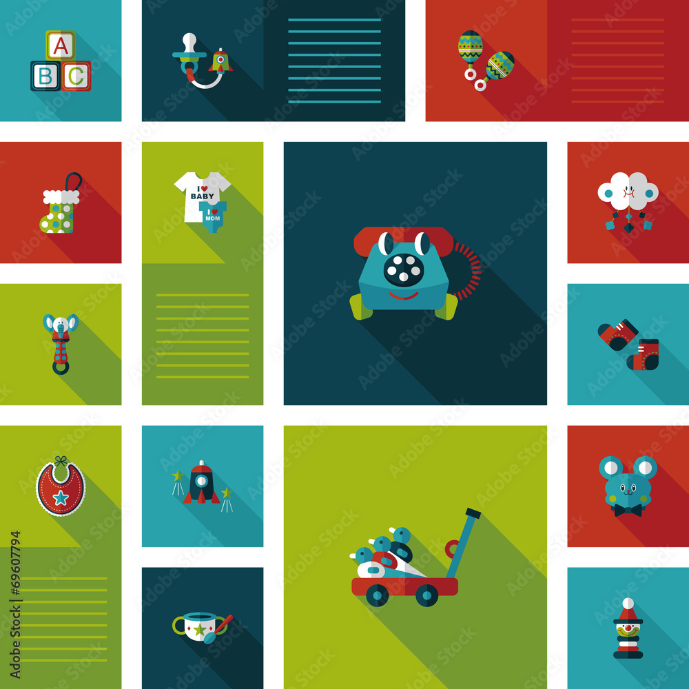 Naklejka premium baby flat ui bakcground set