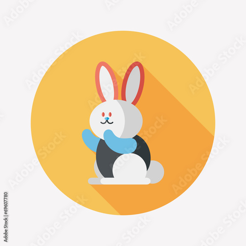 Rabbit flat icon with long shadow,eps 10