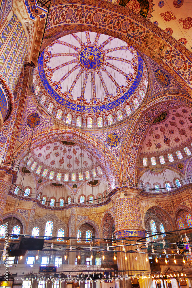 Blue mosque interior in Istanbul Turkey