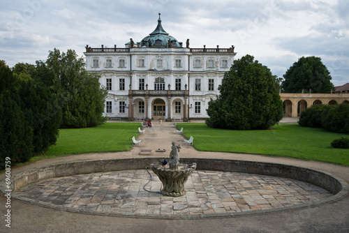 Baroque castle and park in Ploskovice, Czech Republic.