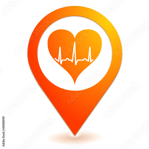 rythme cardiaque sur symbole localisation orange