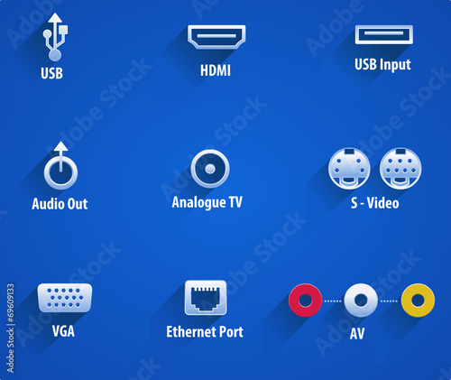 usb, hdmi, audio, analouge, s-video, vga, Ethernet video ports