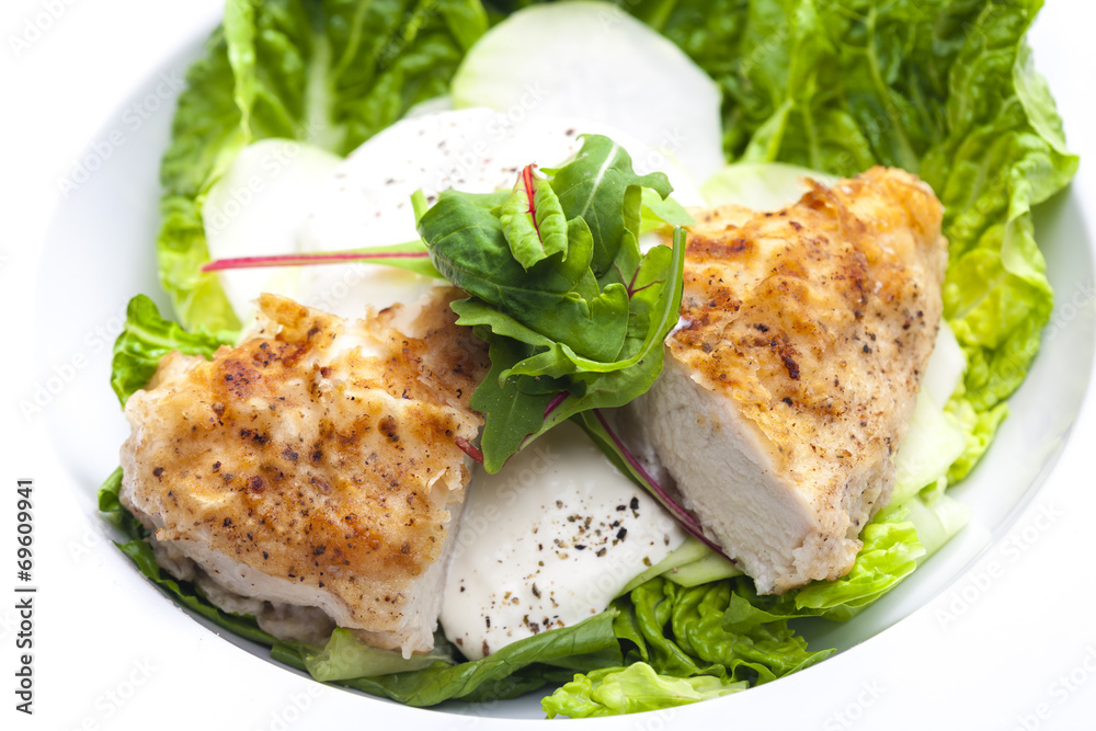 chicken meat with kohlrabi and garlic sauce chicken meat with kohlrabi and garlic sauce