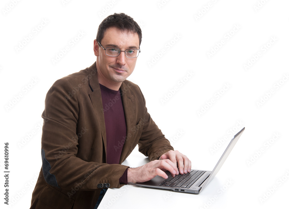 Happy man working on laptop Happy man working on laptop