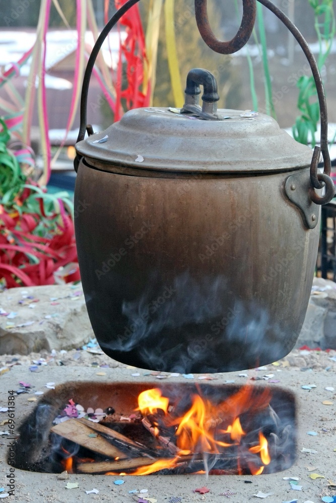 pan over the fire during a party outdoors pan over the fire during a party outdoors