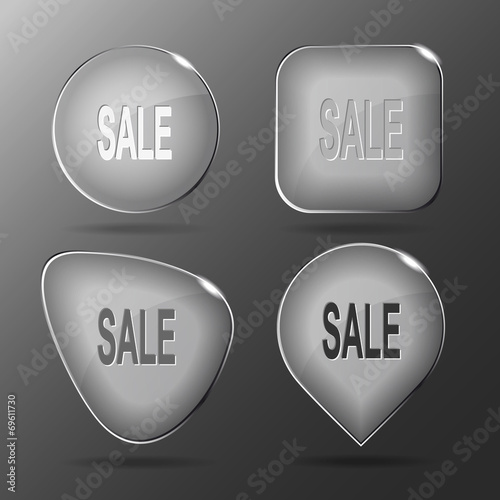 Sale. Glass buttons. Vector illustration.