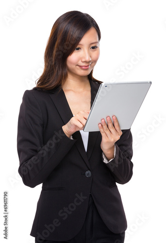 Asian female with tablet