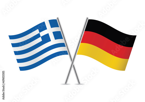 Greek and German flags. Vector illustration.