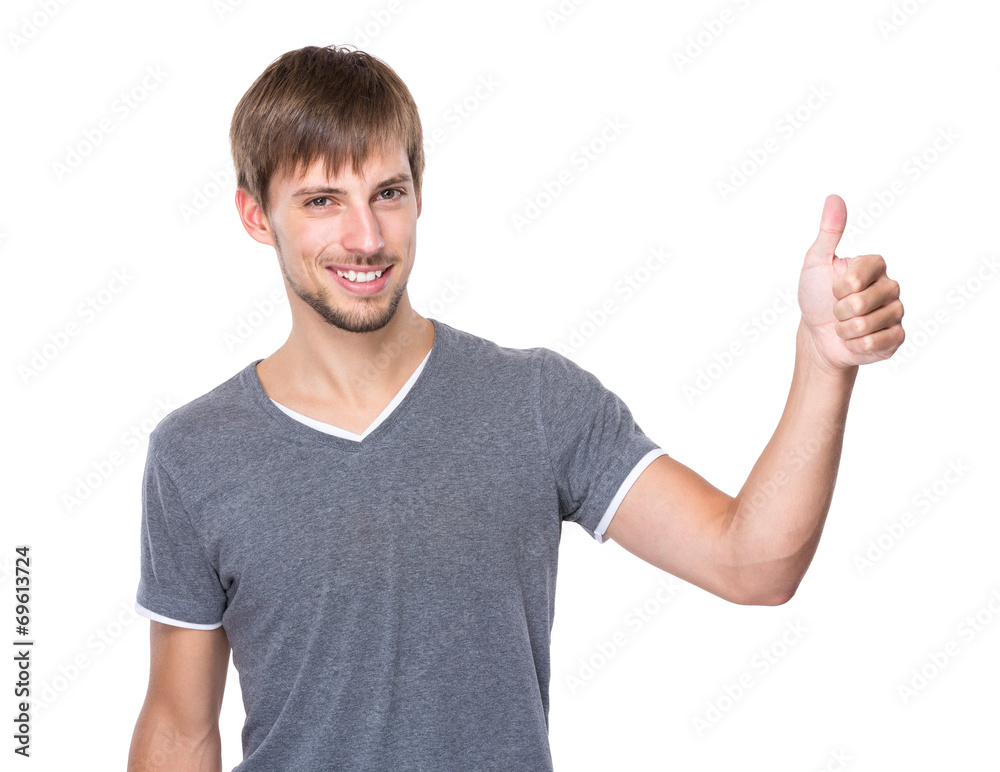 Caucasian man with thumb up Caucasian man with thumb up
