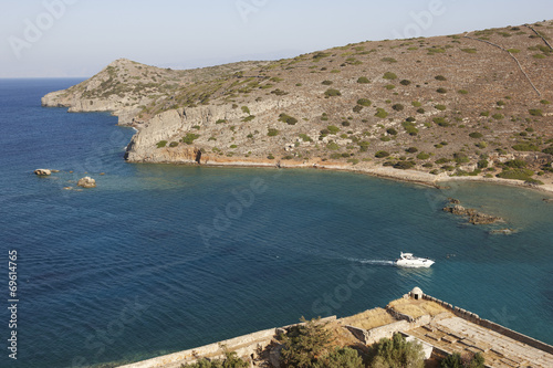 View from Spinalonga fortress in Crete near Elounda. Greece