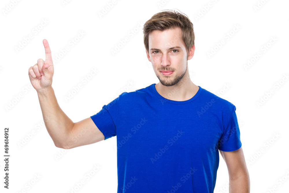 Man with finger up Man with finger up