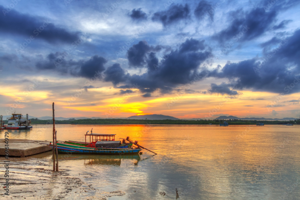 Sunrise at the river in Koh Kho Khao, Thailand