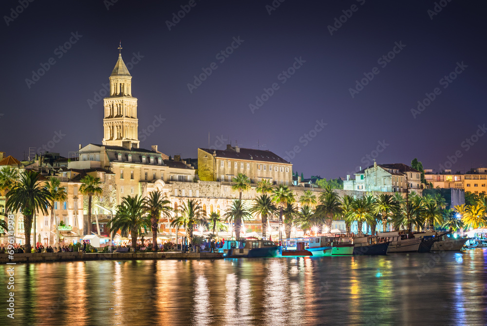 Split - Croatia, at night with Diocletian palace