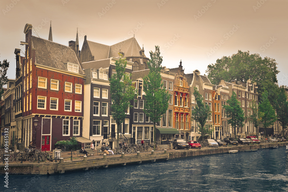 colorful landscape of amsterdam