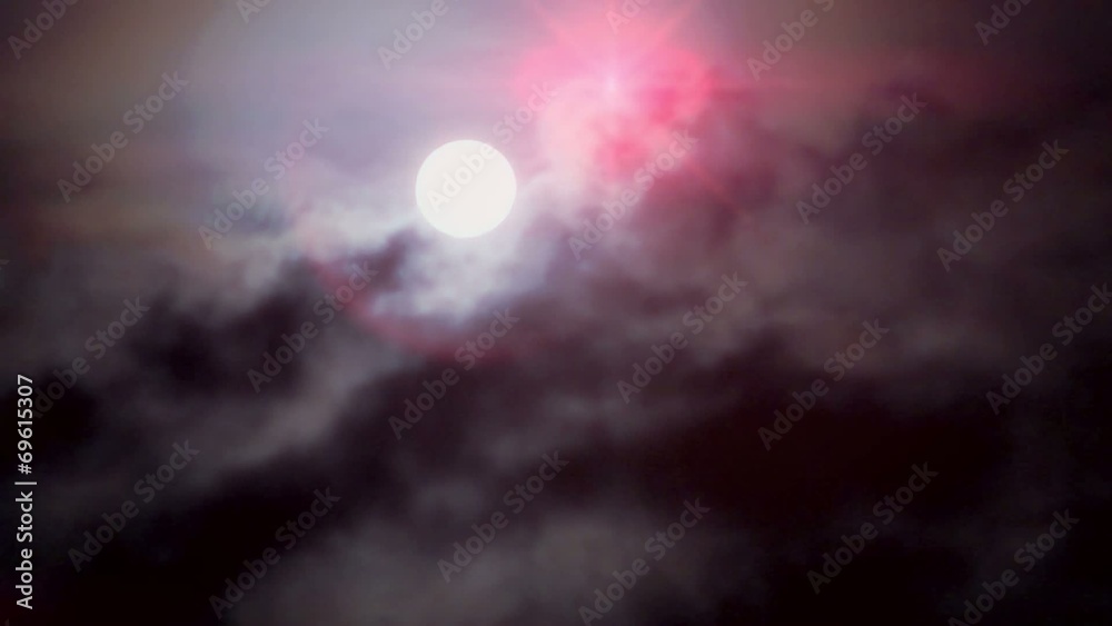 Magic full moon and white clouds on nightly sky Magic full moon and white clouds on nightly sky