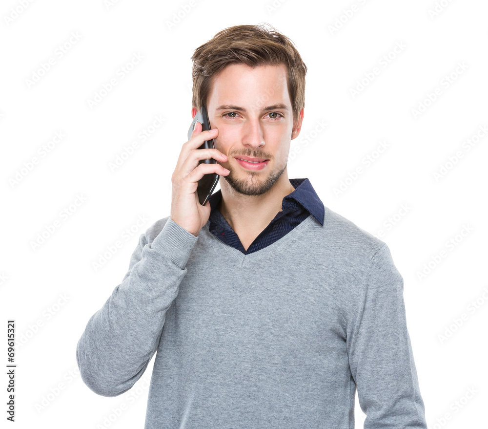 Man talk to mobile phone Man talk to mobile phone