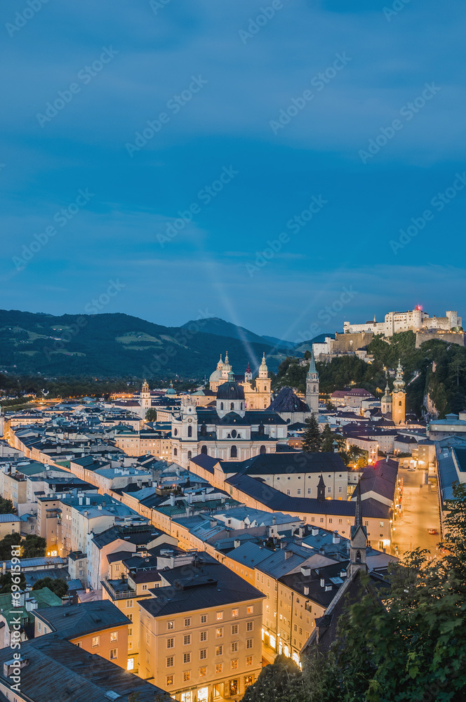 Salzburg general view as seen from Mönchsberg viewpoint, Austri