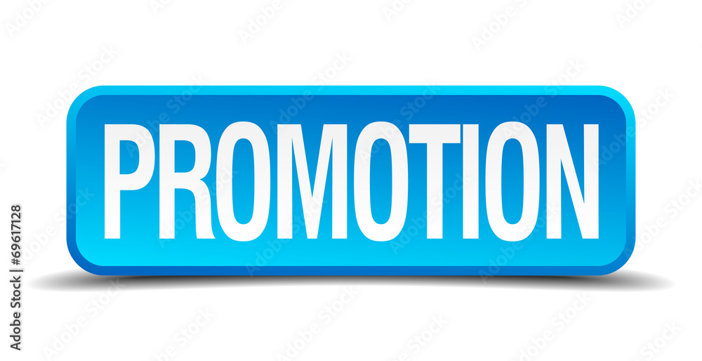 Promotion blue 3d realistic square isolated button Promotion blue 3d realistic square isolated button